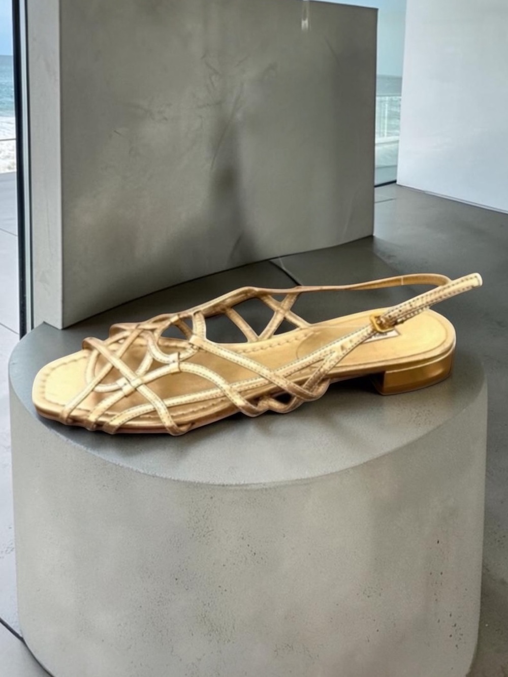 Miu Miu Gold Cage Metallic Sandals 40.5